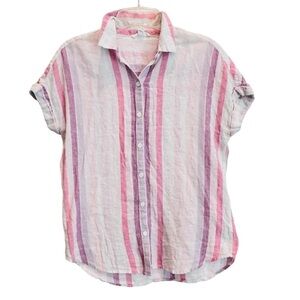 BeachLunchLounge Size XS Pink/Purple Pastel Striped with Sparkle Button Up Top
